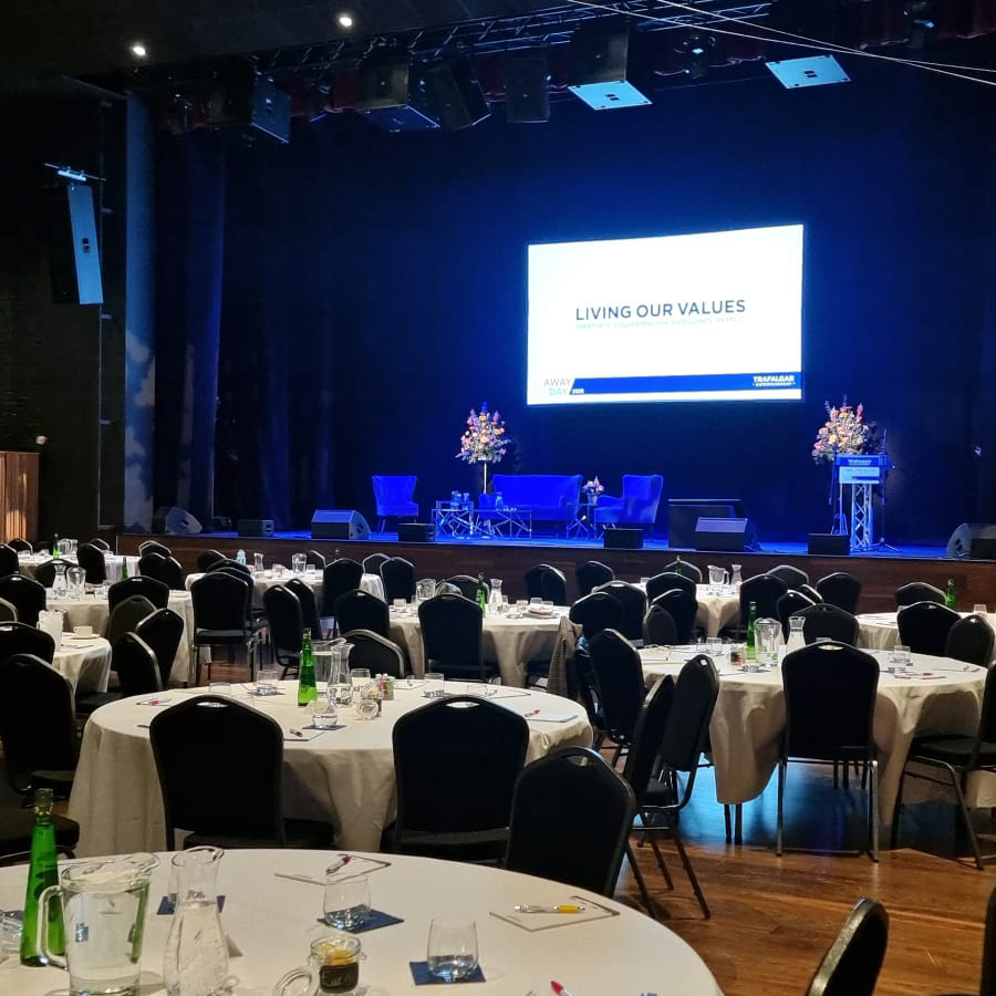 Fareham Live staging area with tables and chairs