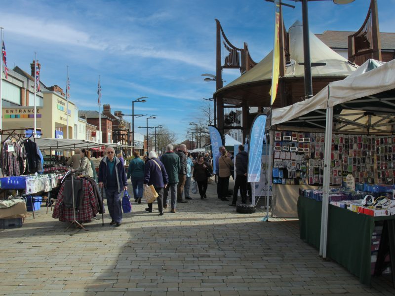 Fareham Market with blue sky