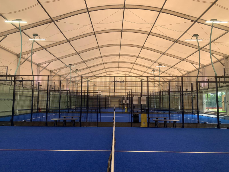 Padel courts with blue flooring