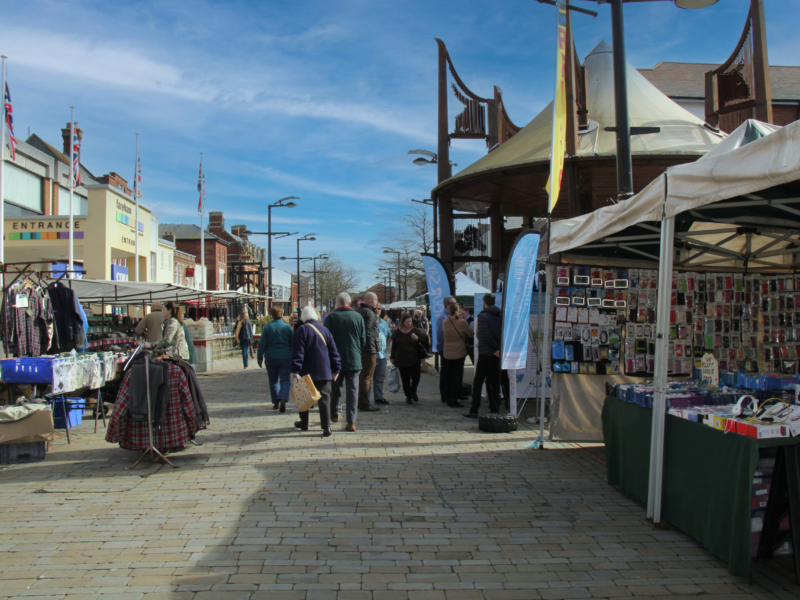 Market stalls on Fareham Highstreet
